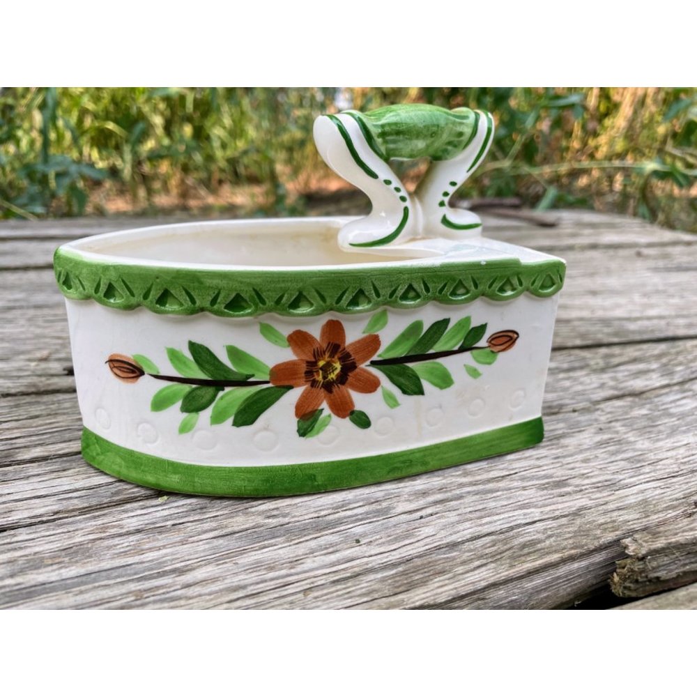 Vintage 1960s Ceramic SAD Iron Planter Vase floral - Picture 2 of 16